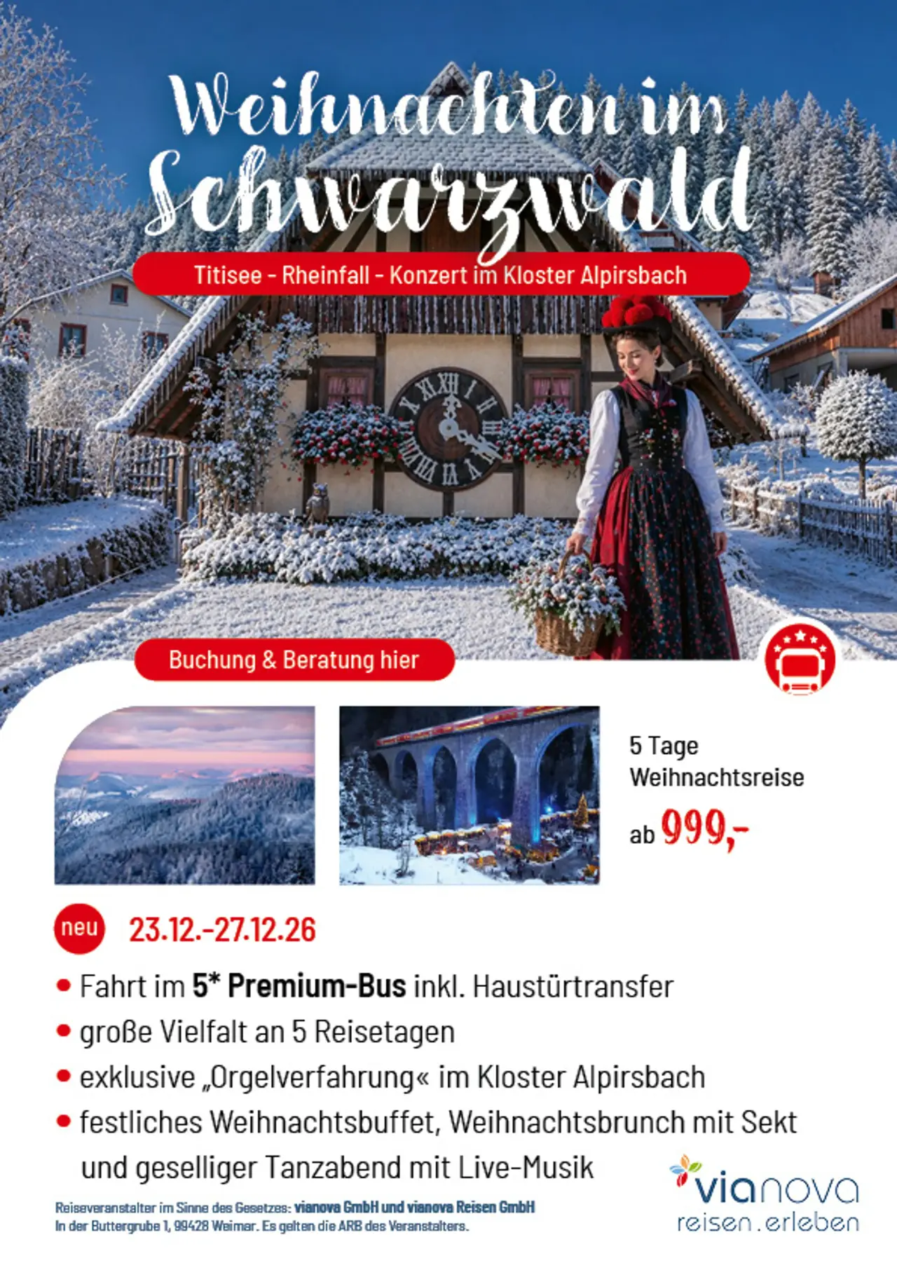 Schwarzwaldhaus Winter Frau Bollenhut