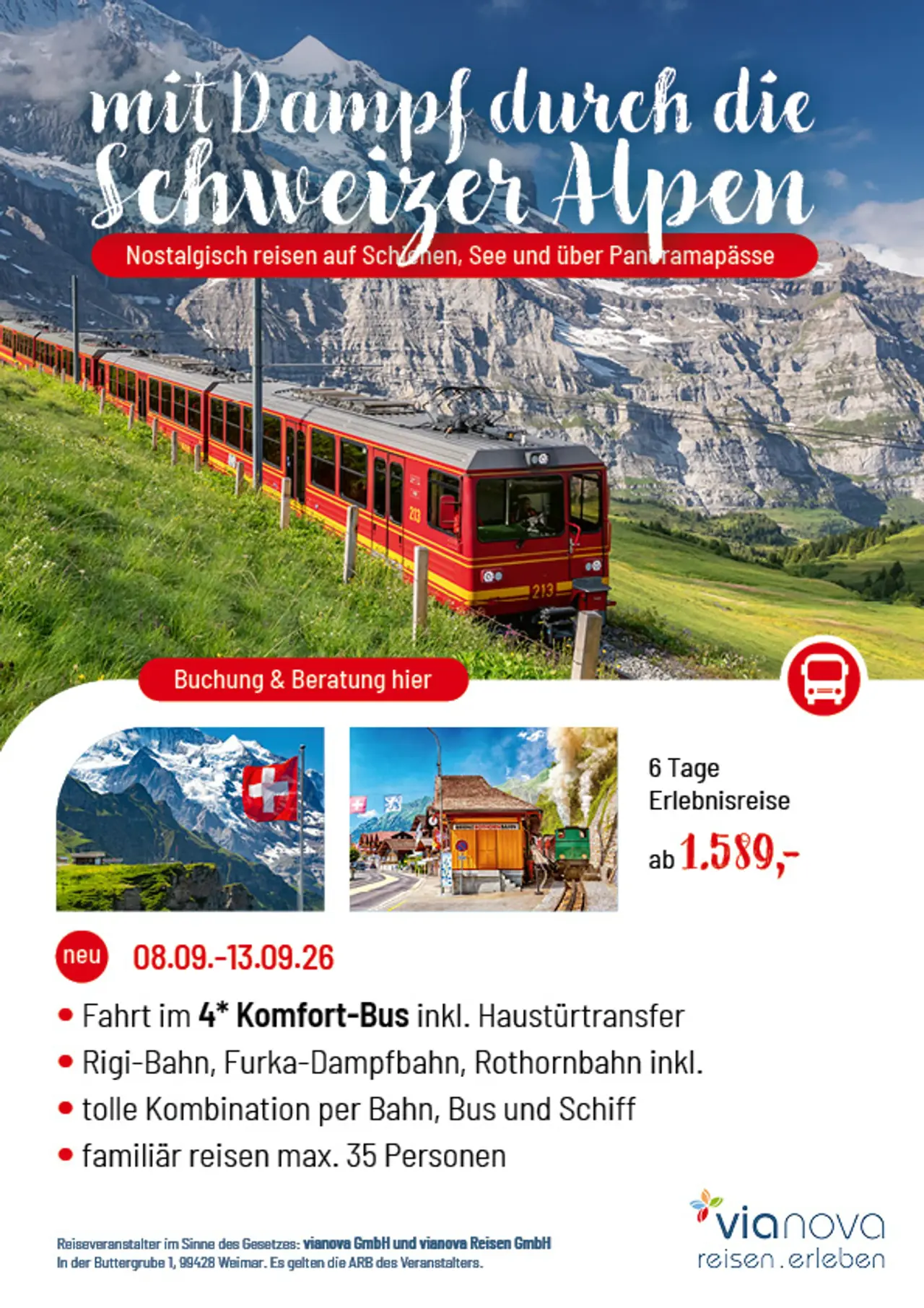 Jungfrau, Rothornban, Schweiz Flyer Reise