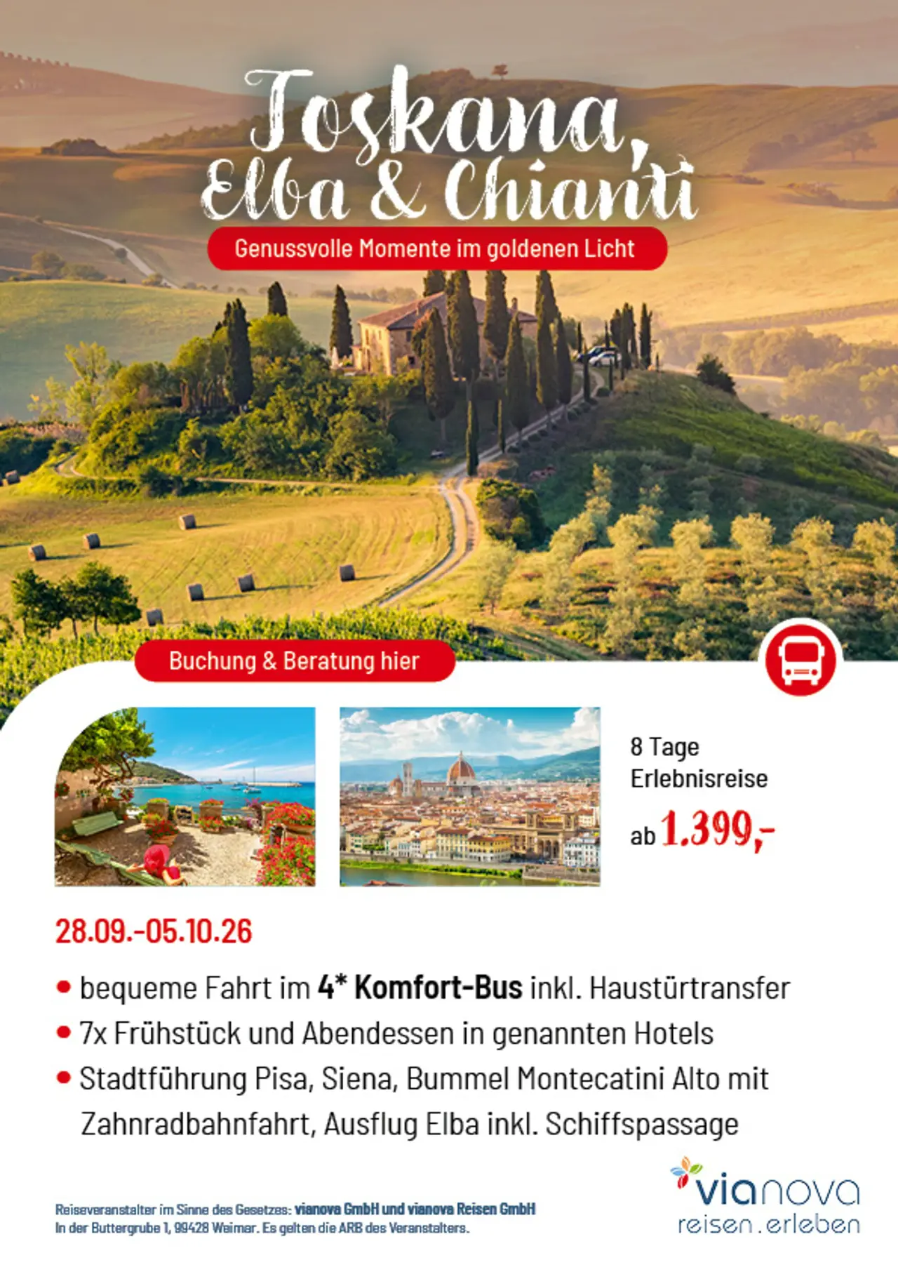 Blick Toskana, Florenz, Stand auf Elba