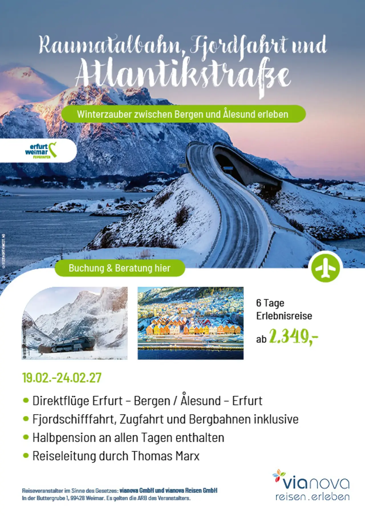 Flyer Winterzauber Norwegen Bergen Alesund