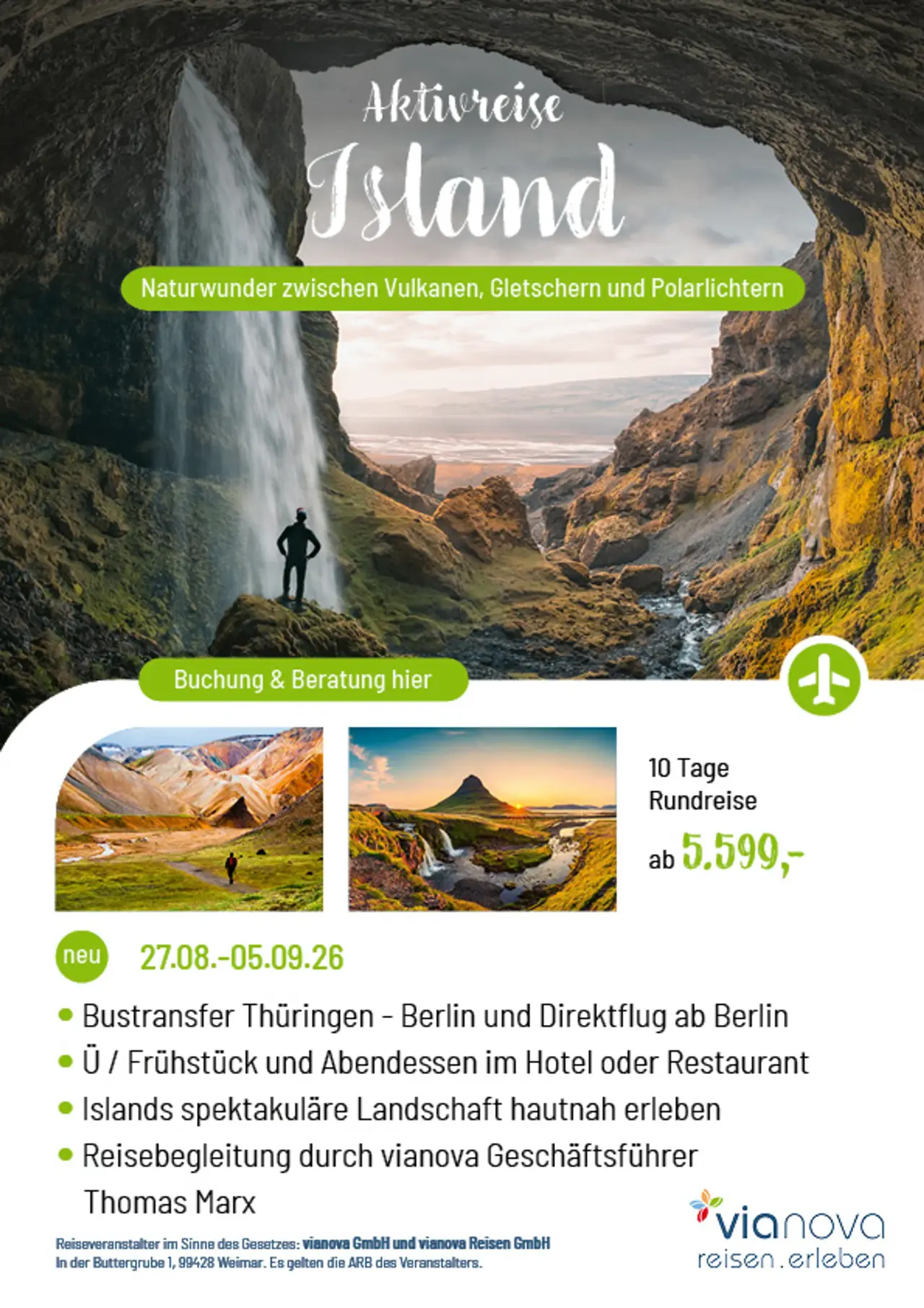 Aktivreise Island mit Hochlandüberquerung direkt ab Erfurt